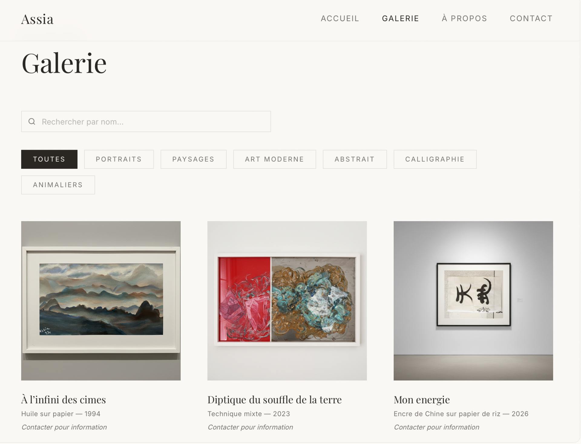 Aperçu du site Assia Art